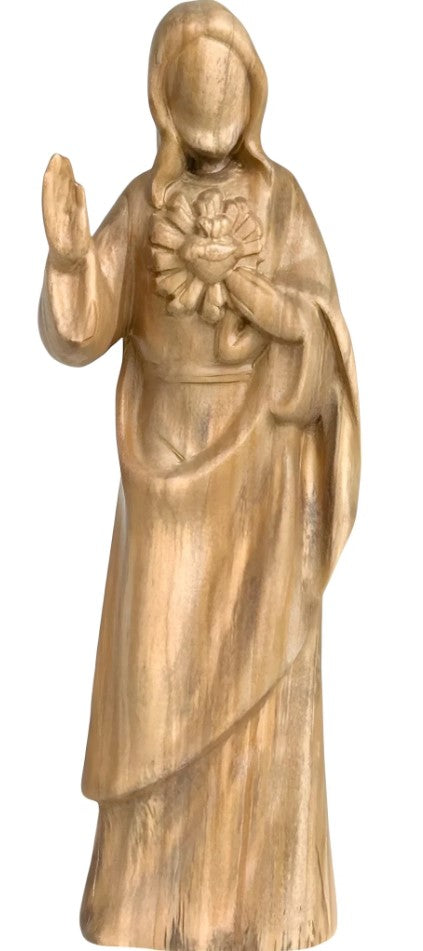 6.25" Hand-Carved Italian Olive Wood Sacred Heart of Jesus Statue