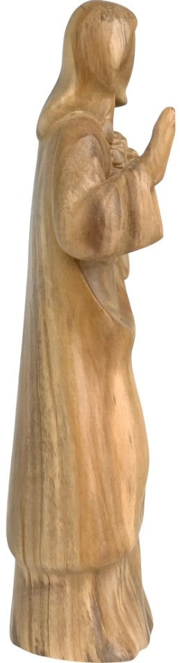 6.25" Hand-Carved Italian Olive Wood Sacred Heart of Jesus Statue