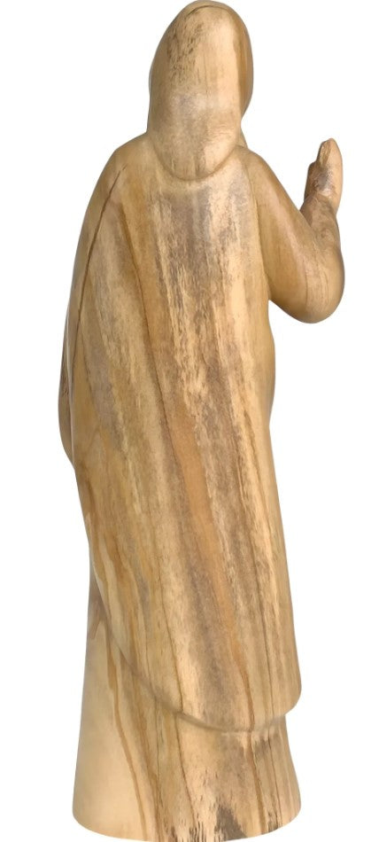 6.25" Hand-Carved Italian Olive Wood Sacred Heart of Jesus Statue
