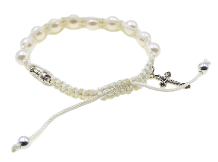 8mm Adjustable Communion Cord Bracelet with Cross and Chalice