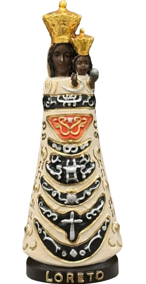 4.75" Hand-Carved Our Lady of Loreto Black Madonna Maple Wood Statue