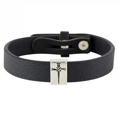 Cross of Nails Leather Bracelet