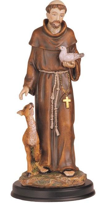 12" St. Francis of Assisi Resin Statue