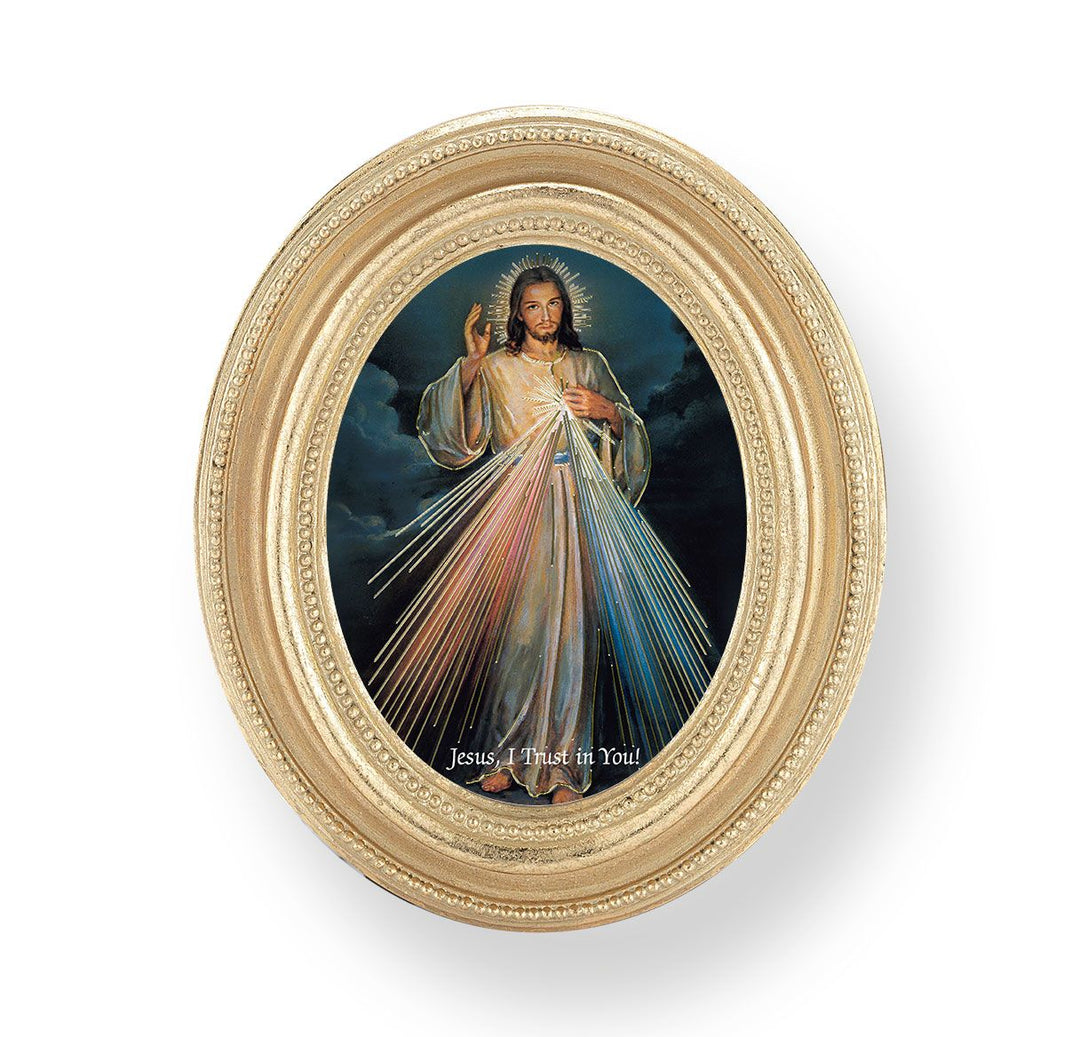 Gold Oval Frame with a Divine Mercy Print