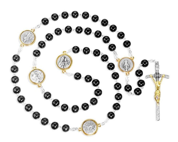 7mm Round Black Wood Beads Rosary