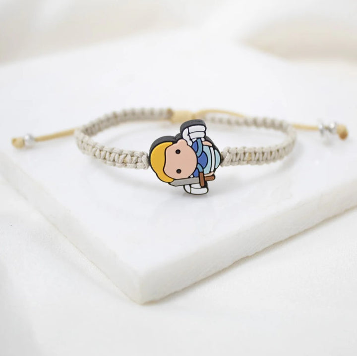 Tiny Saint™ St. Michael Tan Corded Bracelet