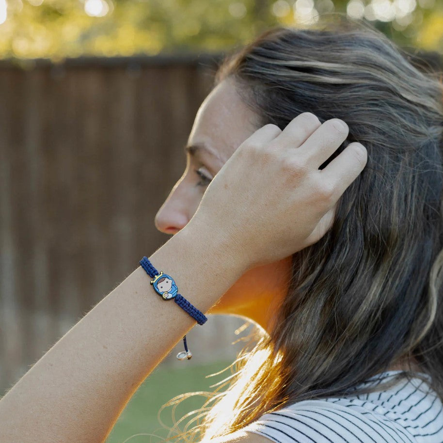 Tiny Saint™ Mary, Blessed Mother Navy Corded Bracelet