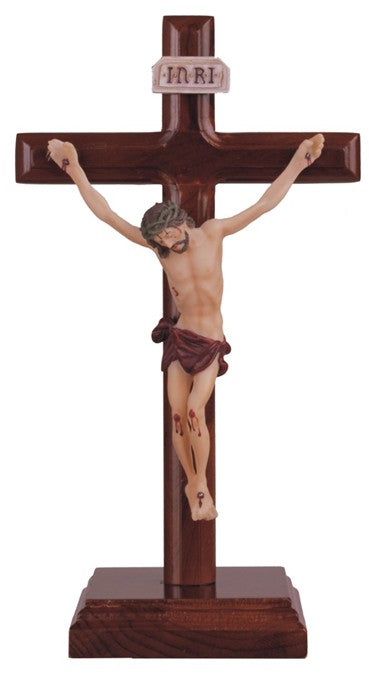 12" Standing Resin Crucifix