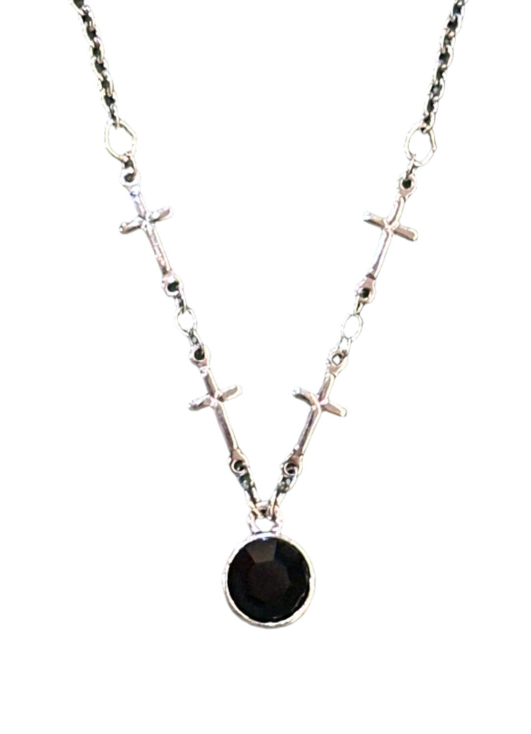 Black Crystal Cross Necklace