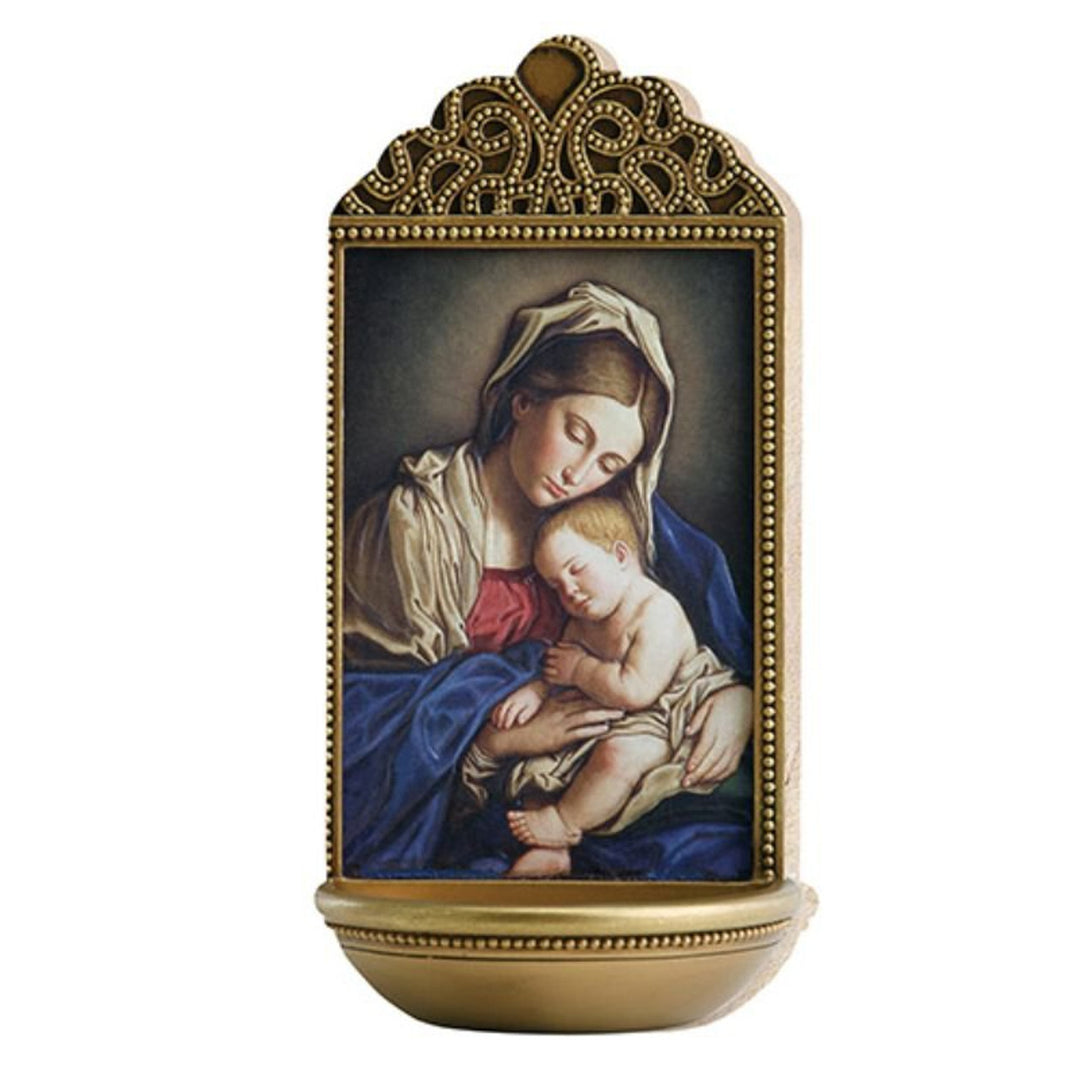 6" Madonna and Child Holy Water Font