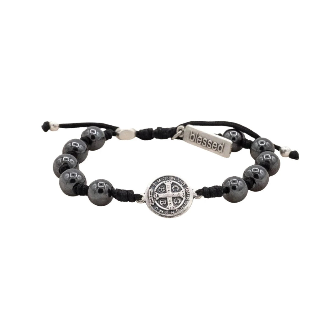 Fearless Blessing Hematite St. Benedict Bracelet