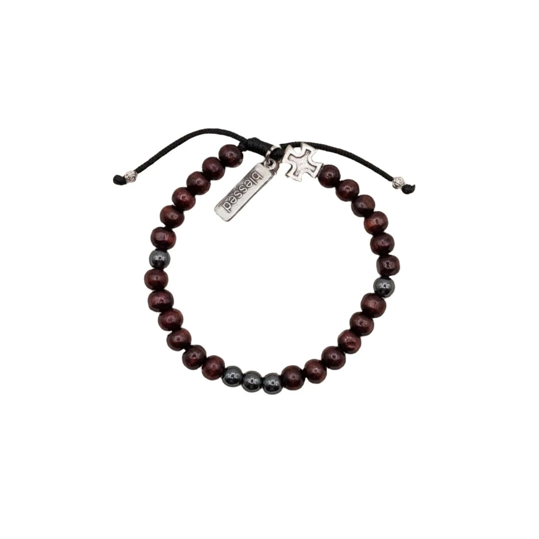 Family Virtues Olive Wood & Hematite Bracelet for Him