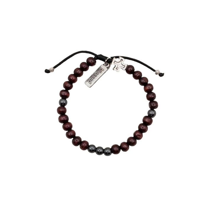 Family Virtues Olive Wood & Hematite Bracelet for Him