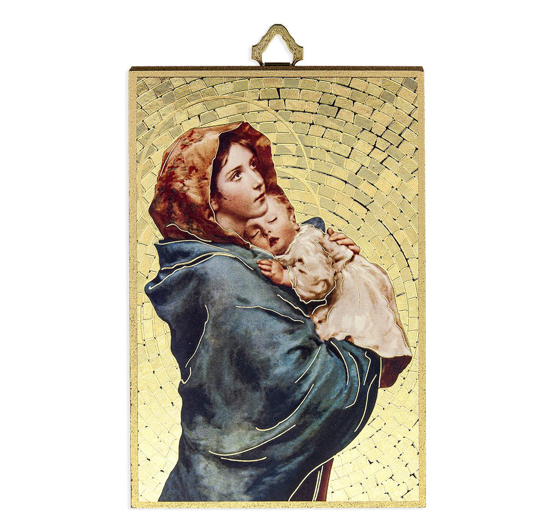 Gold Foil Our Lady of the Streets Mosaic Plaque