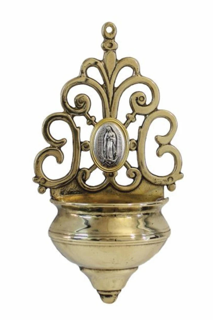 Holy Water Font with Our Lady of Guadalupe Medal