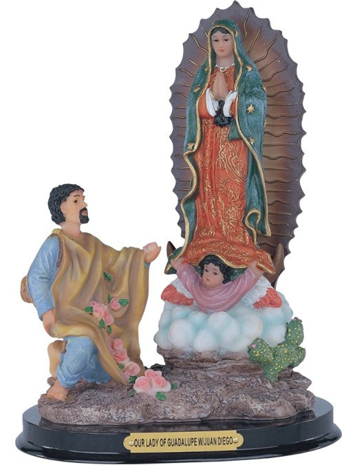 9" Our Lady of Guadalupe & Juan Diego Resin Statue