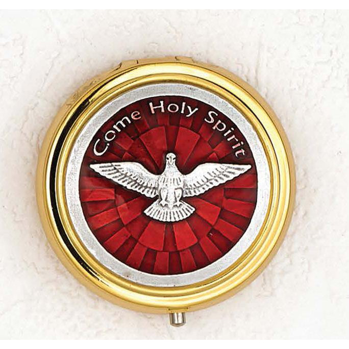 2.25" Silver & Gold Tone Red Enamel Holy Spirit Large Pyx