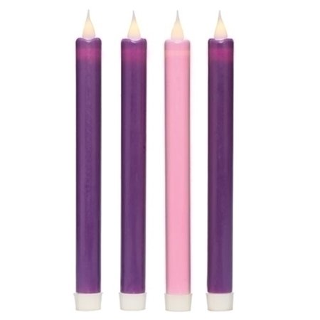 LED Lighted Christmas Advent Taper Candles 4 Piece Set