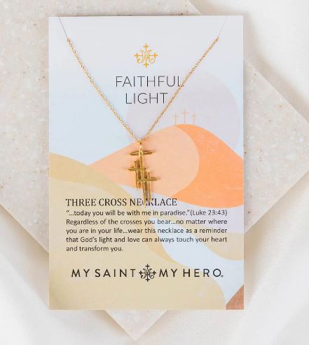 Three Cross Necklace - Gold