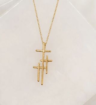 Three Cross Necklace - Gold