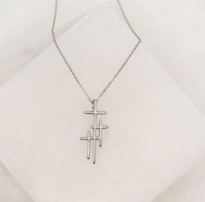 Three Cross Necklace - Silver