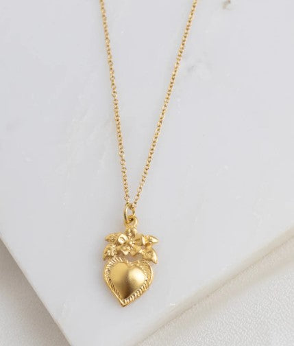 18" Sacred Heart Flower Necklace