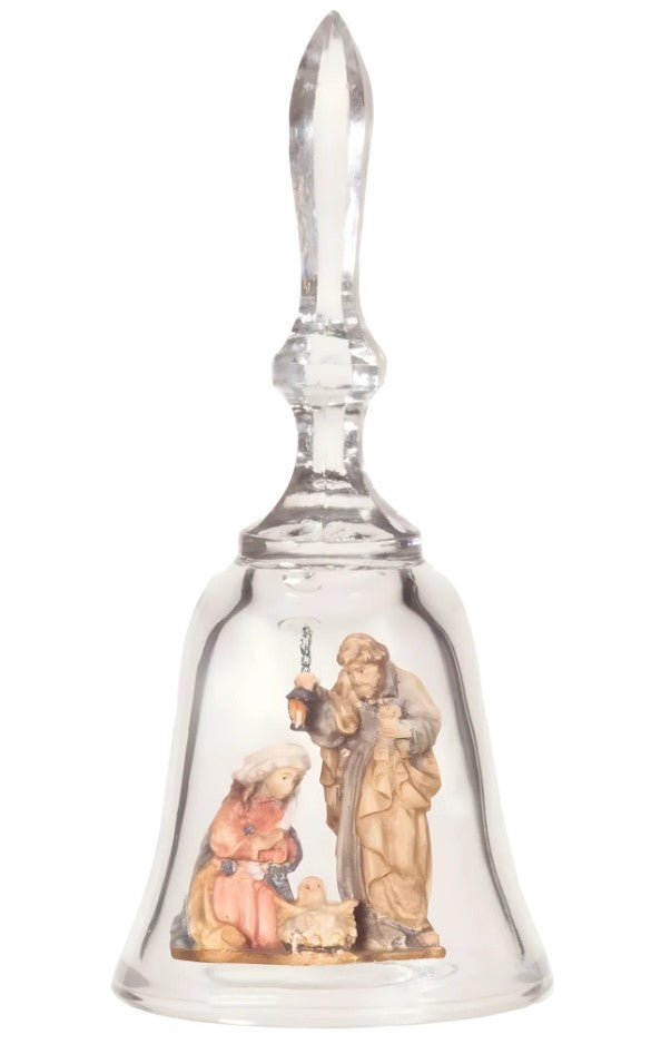 7" Crystal Bell with Maple Wood Nativity