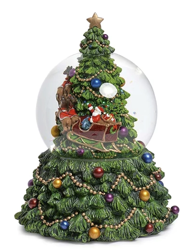 7.5" Musical Christmas Tree Snow Globe with Rotating Sleigh - O Christmas Tree