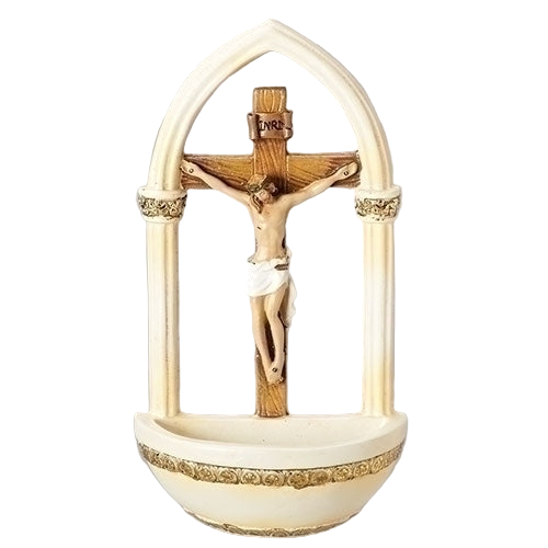 7" Crucifix Holy Water Font