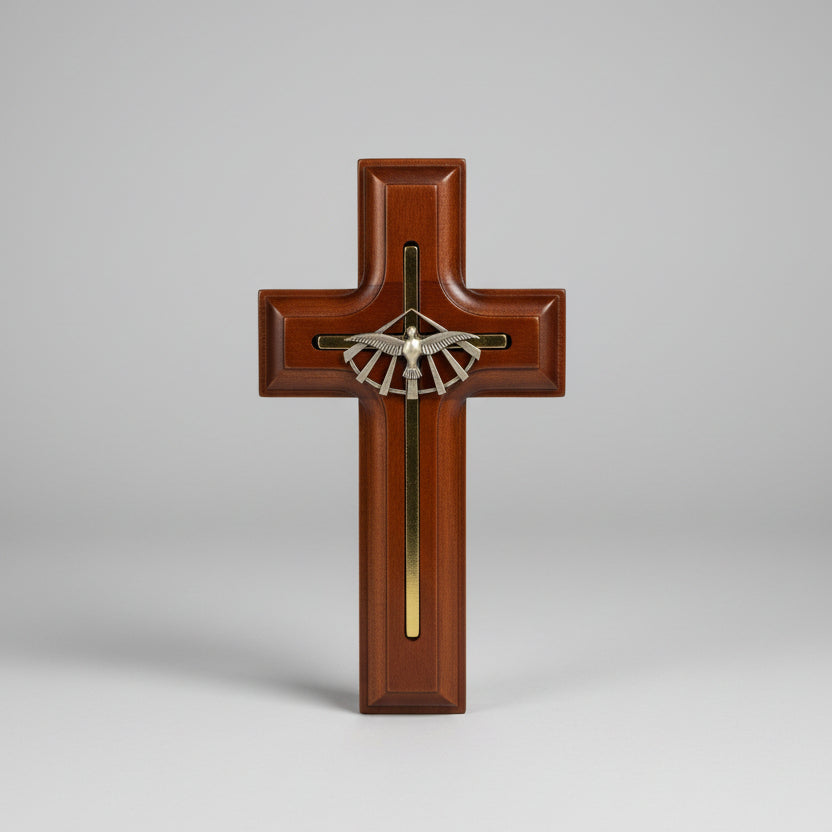 5.5" Rosewood Inlay Holy Spirit Cross