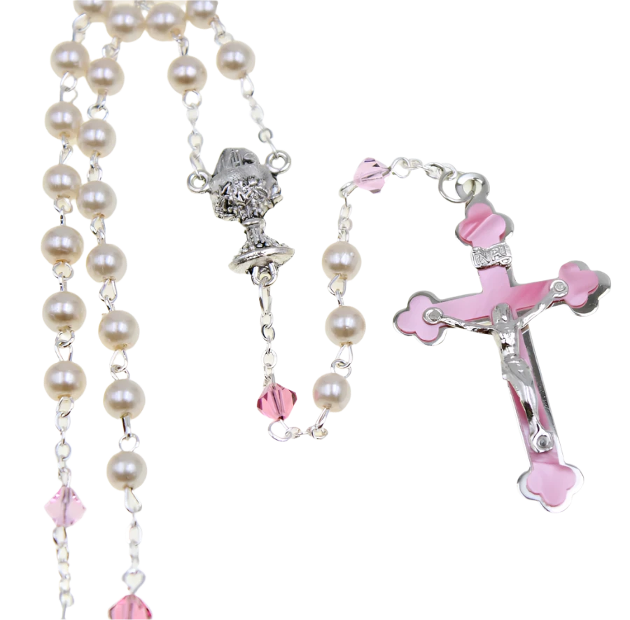 Pearl and Pink Tincut First Communion Rosary