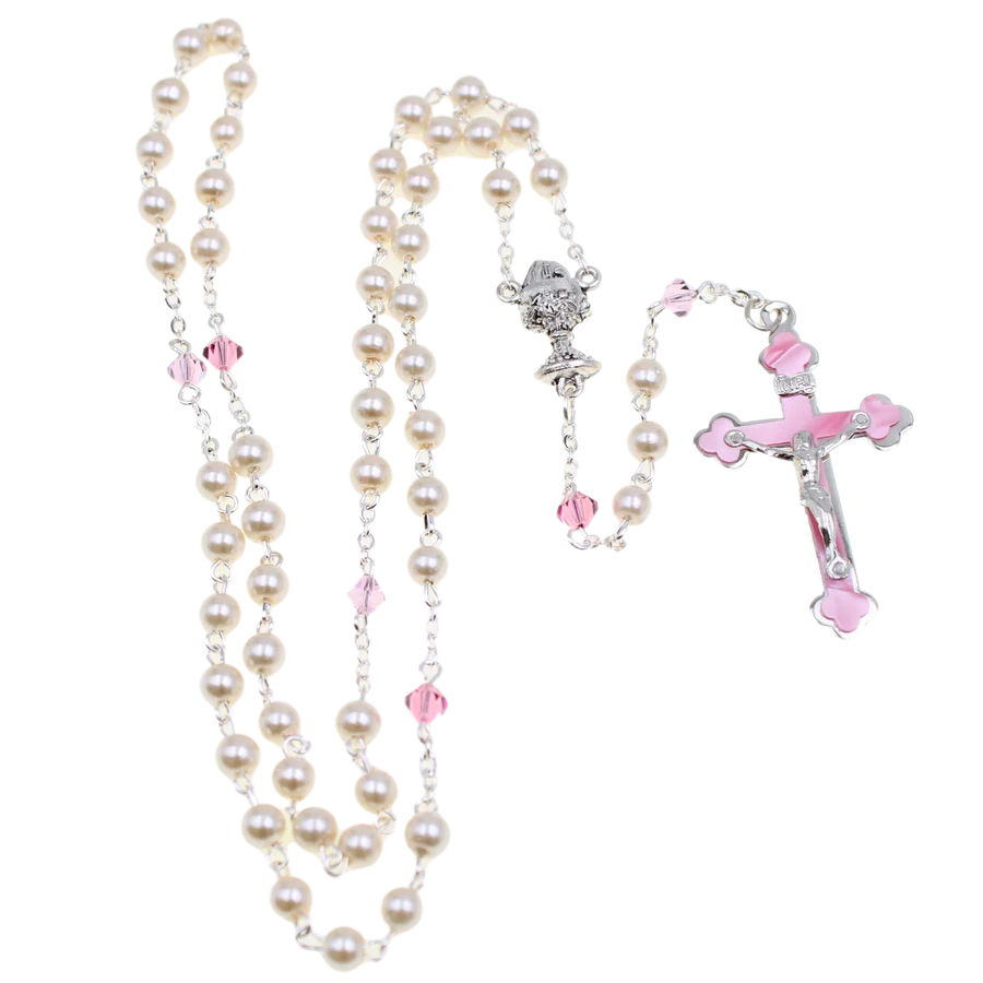 Pearl and Pink Tincut First Communion Rosary