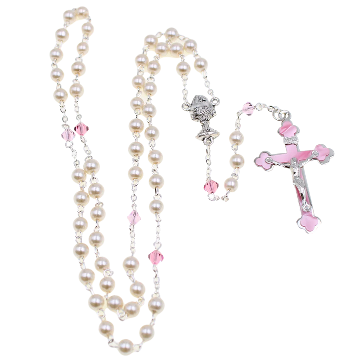 Pearl and Pink Tincut First Communion Rosary