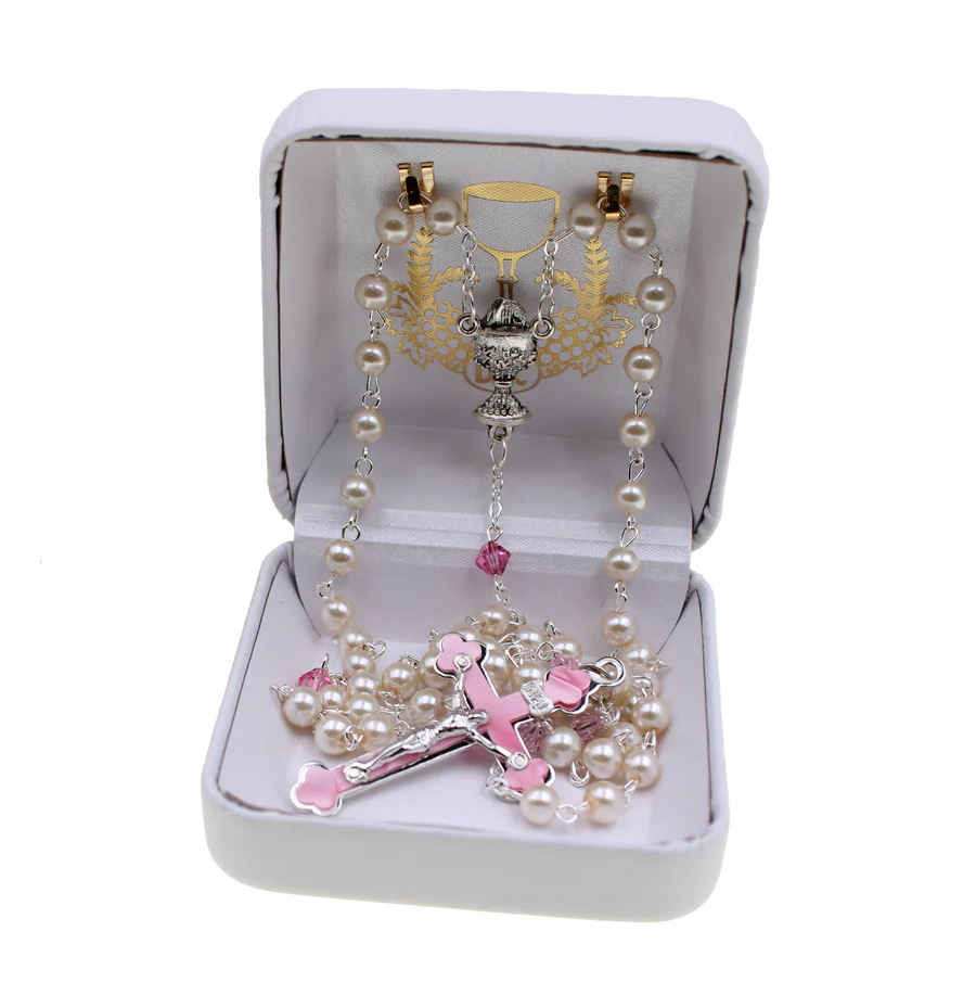 Pearl and Pink Tincut First Communion Rosary