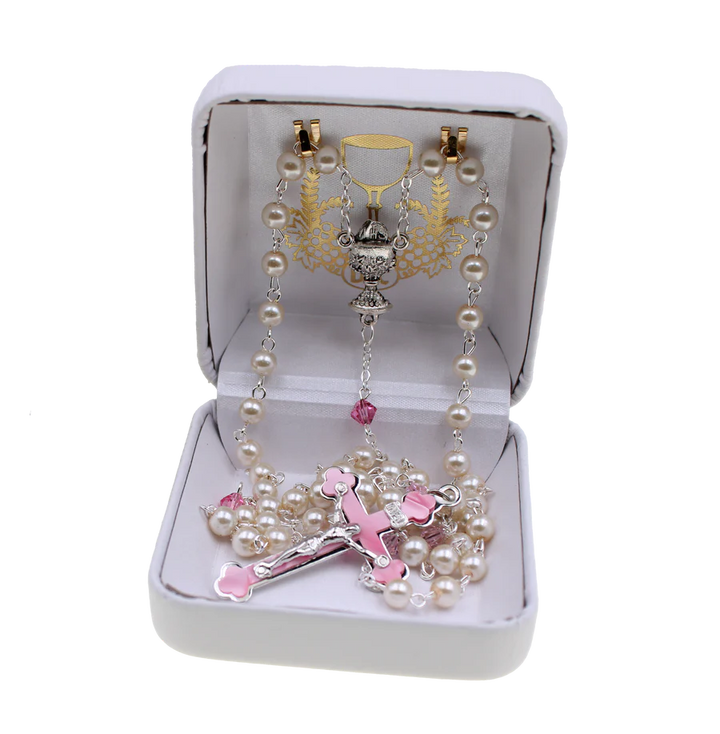 Pearl and Pink Tincut First Communion Rosary