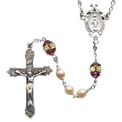 Pearl/Amethyst Silver Rosary