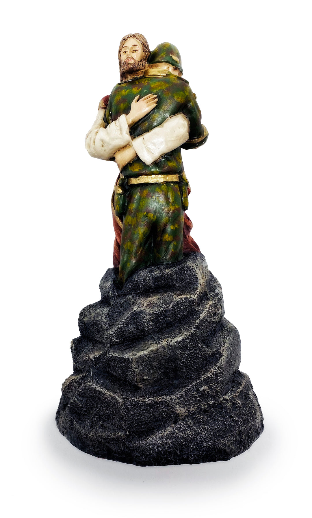 9" Handmade Jesus Hugging Soldier Statue