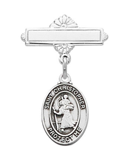Sterling Silver St. Christopher Baby Pin