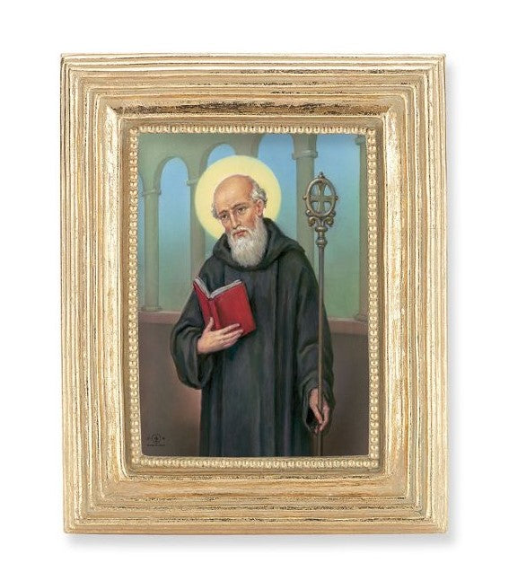 3.75" x 4.5" Gold Frame with a Saint Benedict Print