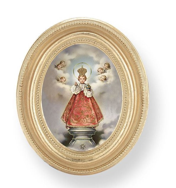 3.5" x 4.5" Gold Oval Frame with an Infant of Prague Print