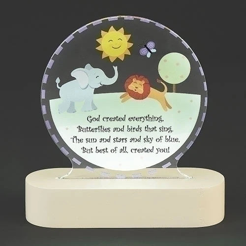 LED God Created Everything Acrylic Tabletop Plaque