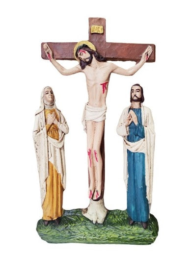7" Hanging Crucifix with Mary and John