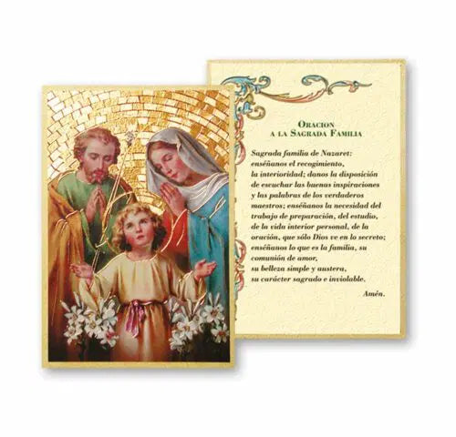 Gold Foil Holy Family Mosaic Plaque in Spanish