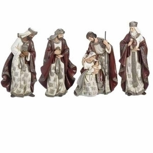 4 Piece Burgundy Nativity Set