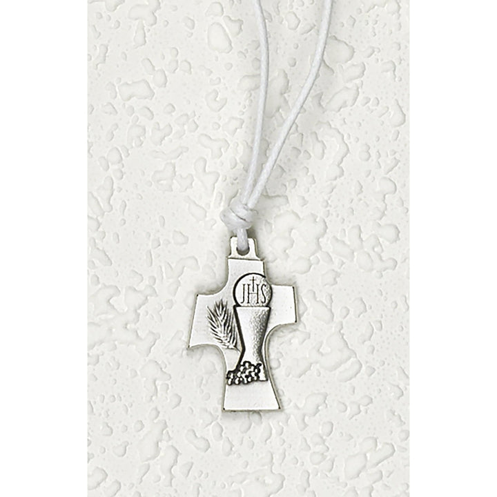 Modern First Communion Cross on White Cord