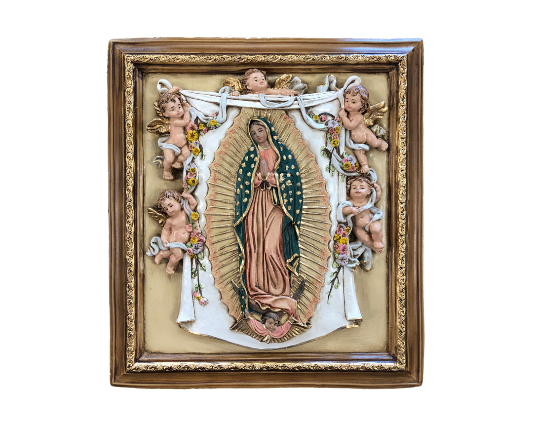 12" Our Lady of Guadalupe with Angels Plaque