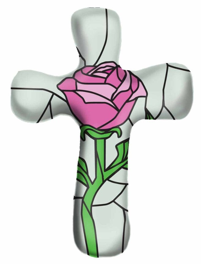 3" Pink Rose Comfort Pocket Cross