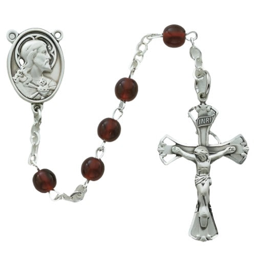 5mm Sterling Silver Garnet Rosary