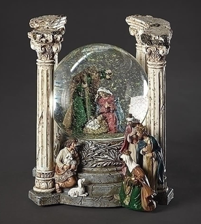 8" Musical Holy Family Snow Globe - Joy to the World