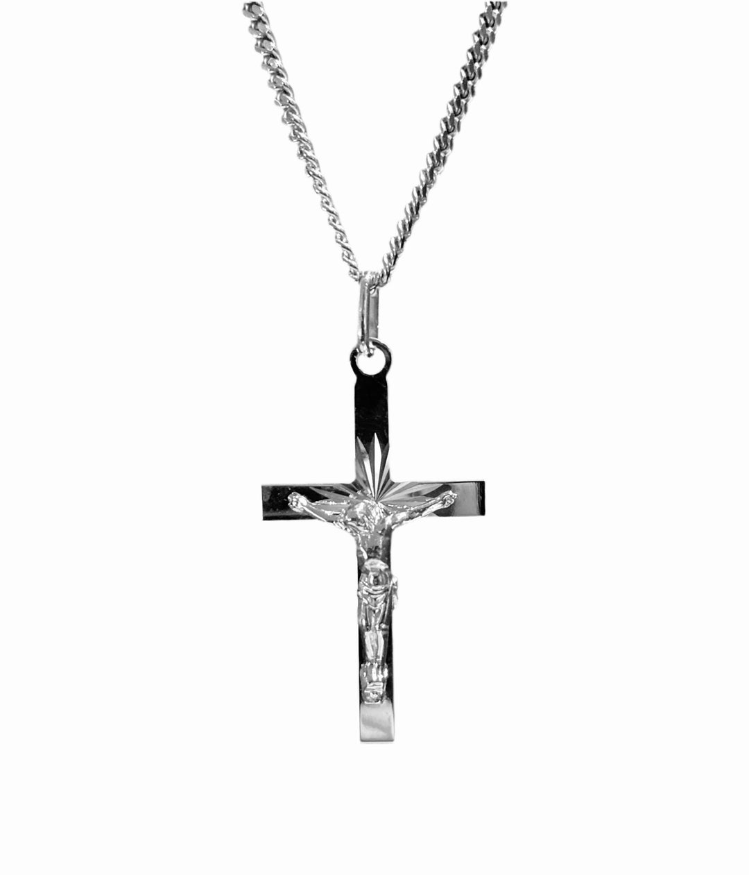 1.5" Sterling Silver Classic Crucifix Necklace